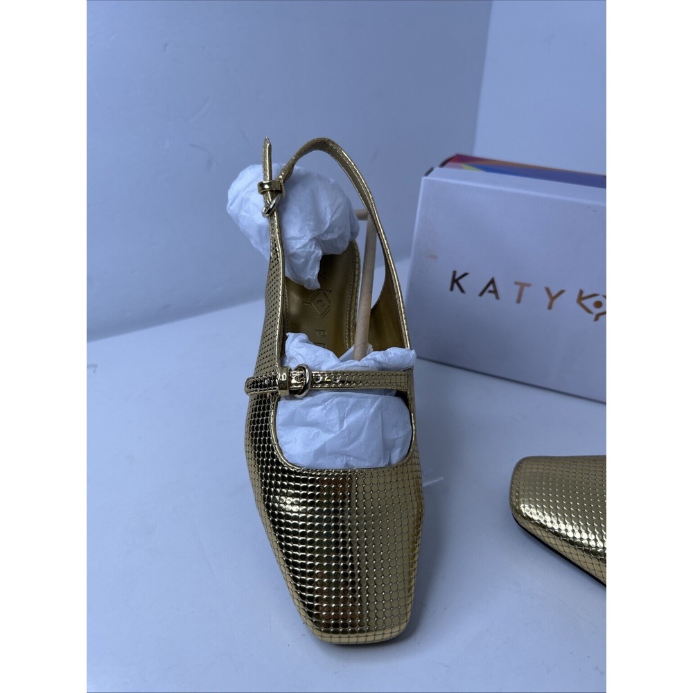 Katy Perry Women's The Evie Mary Jane Sling Back Gold Sz 6.5M - Picture 2 of 8